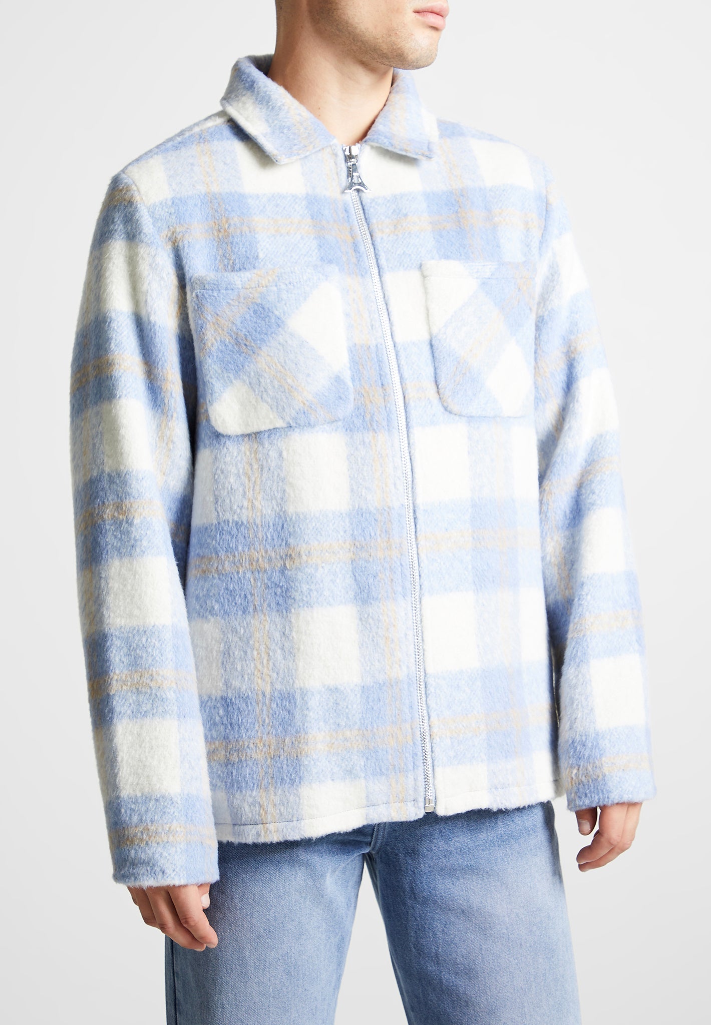 Checked-wool-shacket-blue