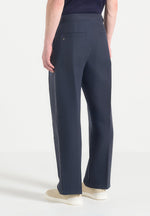 Nolan - Twin Pleat Chino Pants with Stitch Detail - Navy
