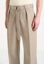 Louis - Relaxed Fit Belted Tailored Pants - Beige
