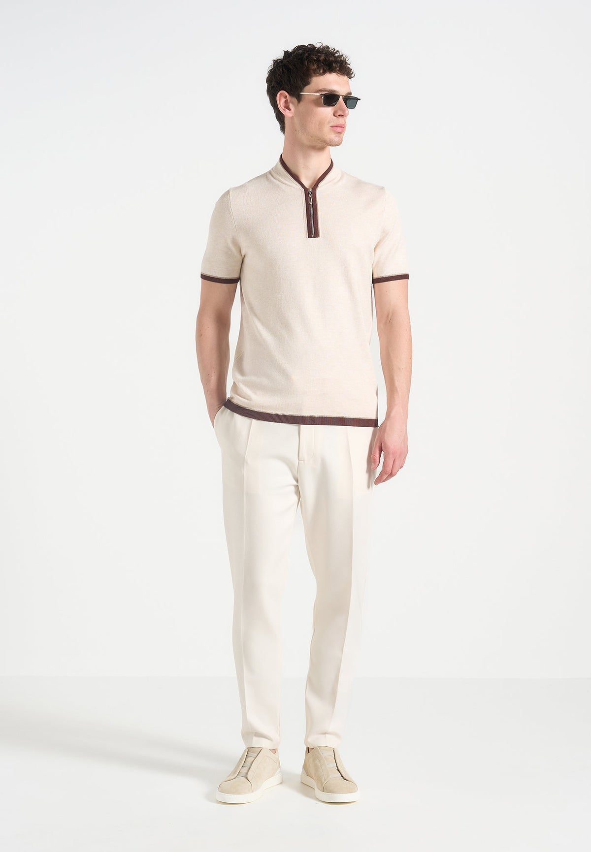 H⁠ubert - Slim Fit Tailored Trousers - Off White