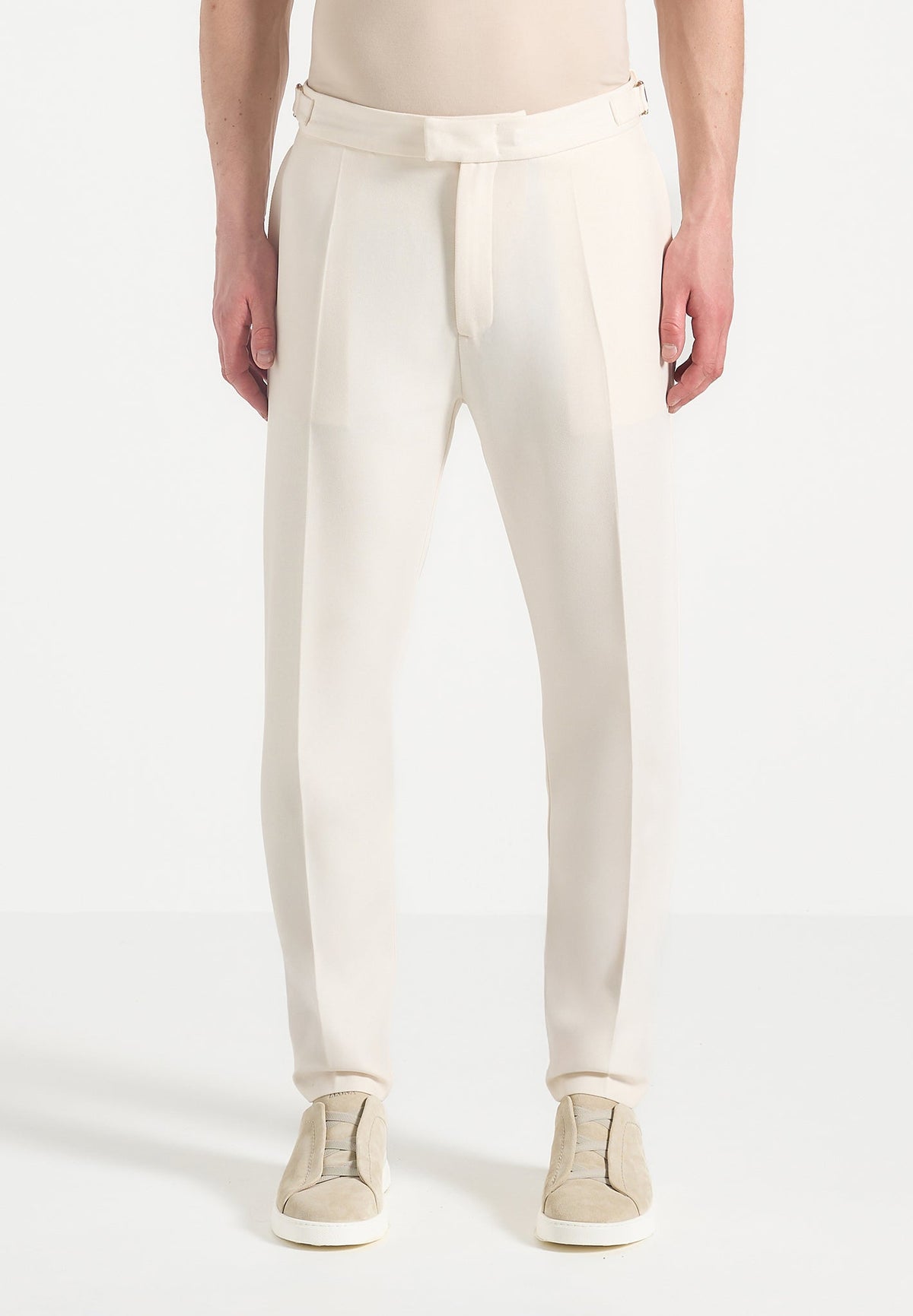 H⁠ubert - Slim Fit Tailored Trousers - Off White