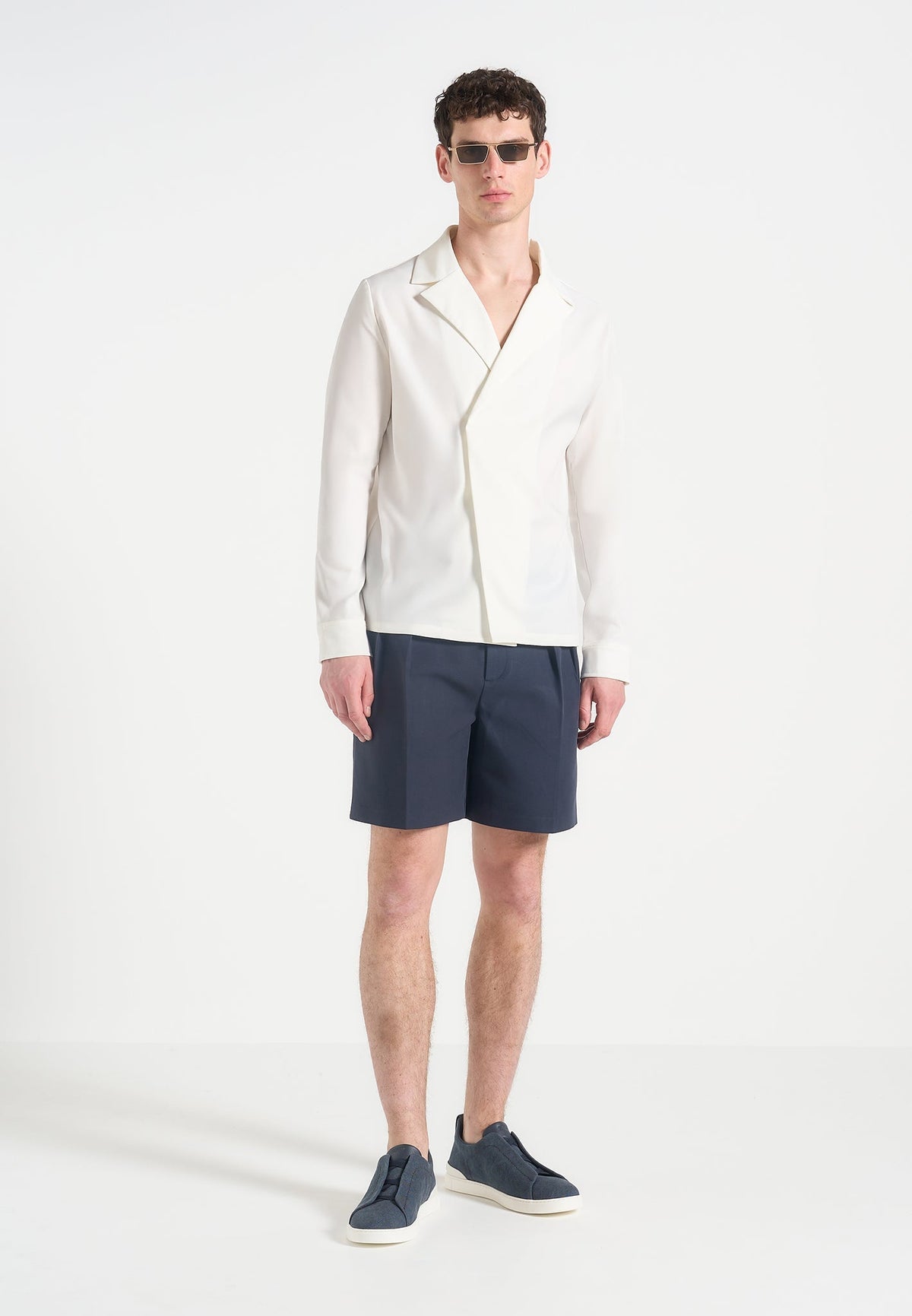 A⁠lban - Satin Double Breasted Shirt - White