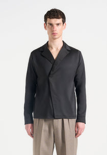 Alban - Satin Double Breasted Shirt - Black