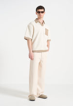 Lazare - Wide Leg Twill Jeans - Cream