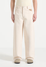 Lazare - Wide Leg Twill Jeans - Cream