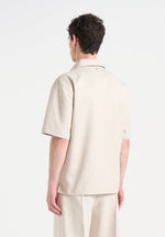 Norbert - Open Collar Textured Drawstring Shirt - Cream