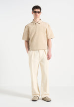 simon-boxy-textured-polo-shirt-beige