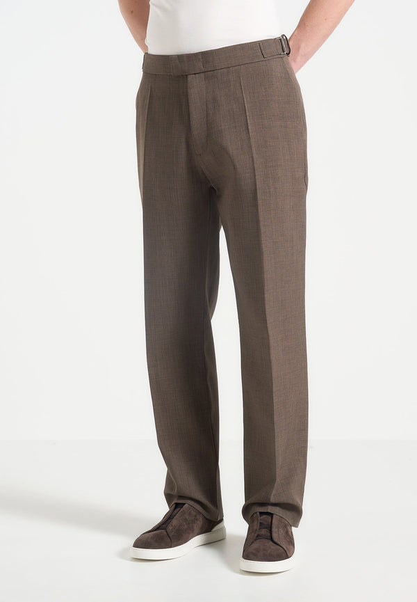Joseph - Regular Fit Hatched Tailored Pants - Light Brown