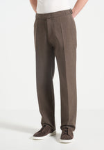 Joseph - Regular Fit Hatched Tailored Pants - Light Brown