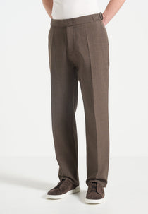 Joseph - Regular Fit Hatched Tailored Pants - Light Brown