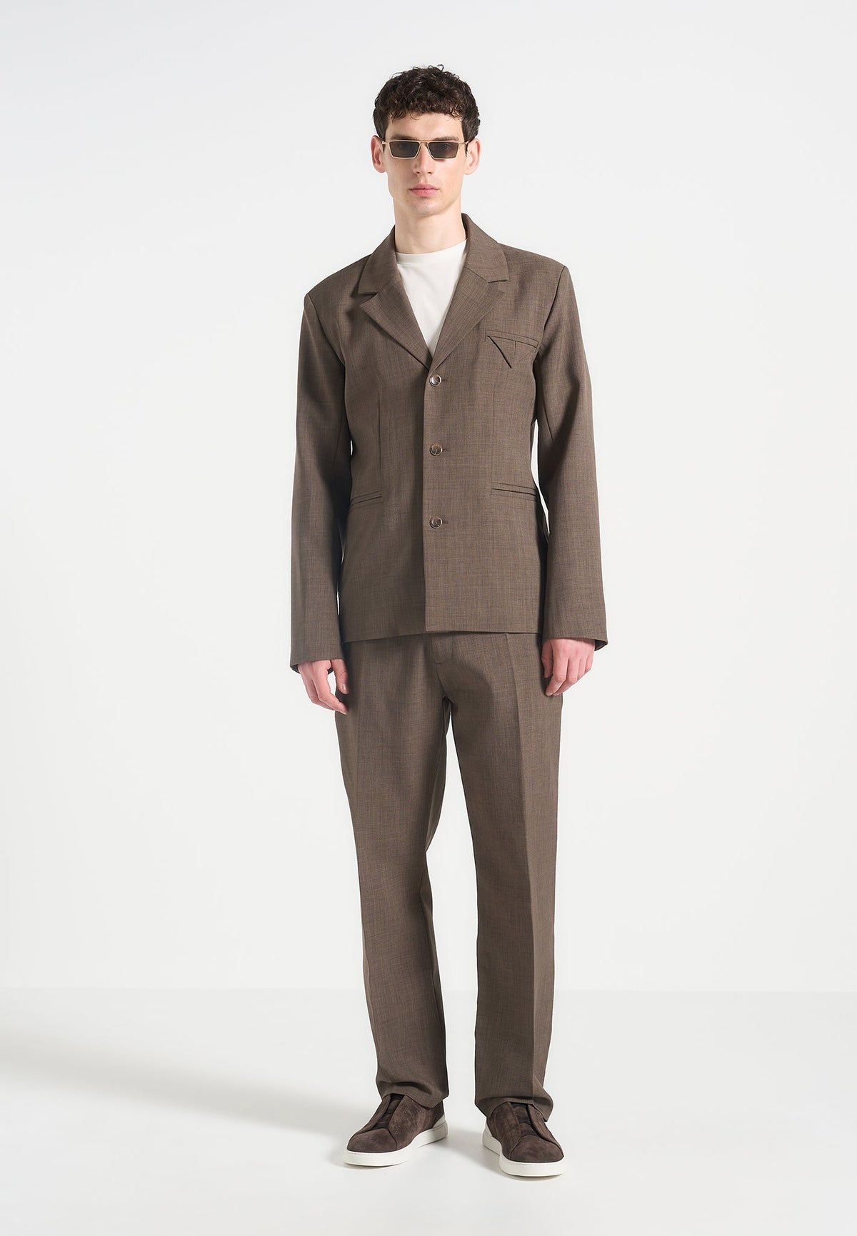 Joseph - Regular Fit Hatched Tailored Pants - Light Brown
