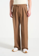 Octave - Wide Leg Twin Pleat Tailored Pants - Fawn