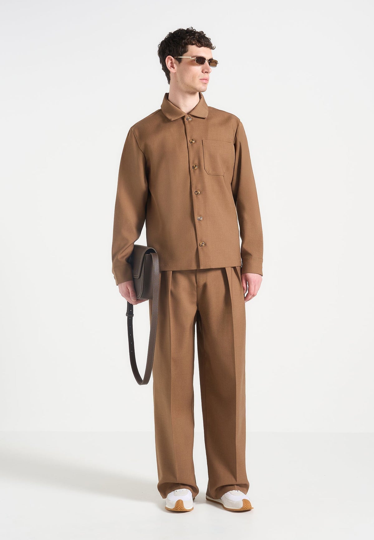 Octave - Wide Leg Twin Pleat Tailored Pants - Fawn
