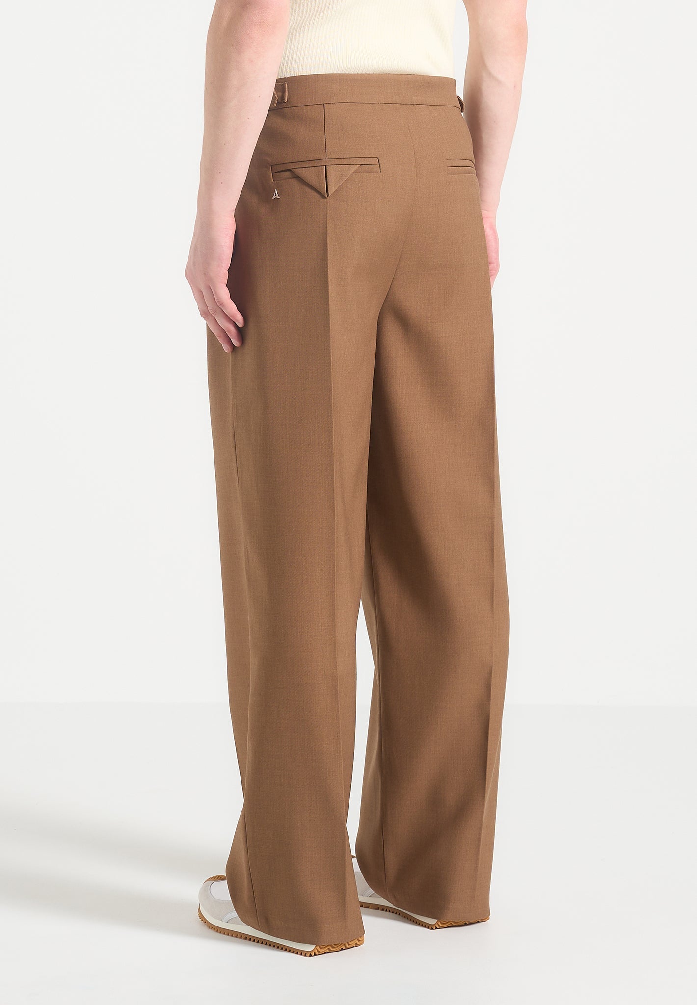 Octave - Wide Leg Twin Pleat Tailored Pants - Fawn