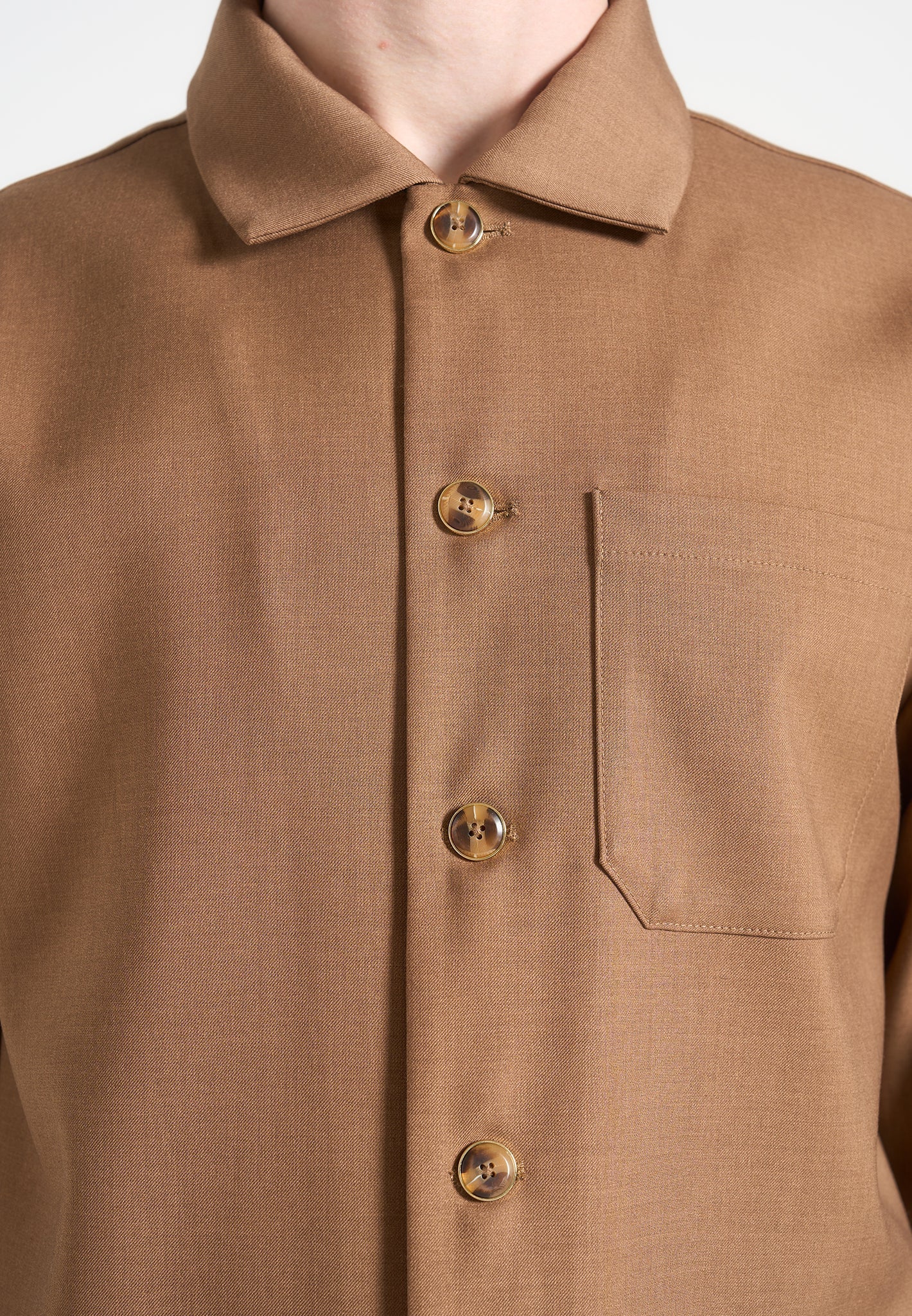 Valentin - Hatched Tailored Overshirt - Fawn