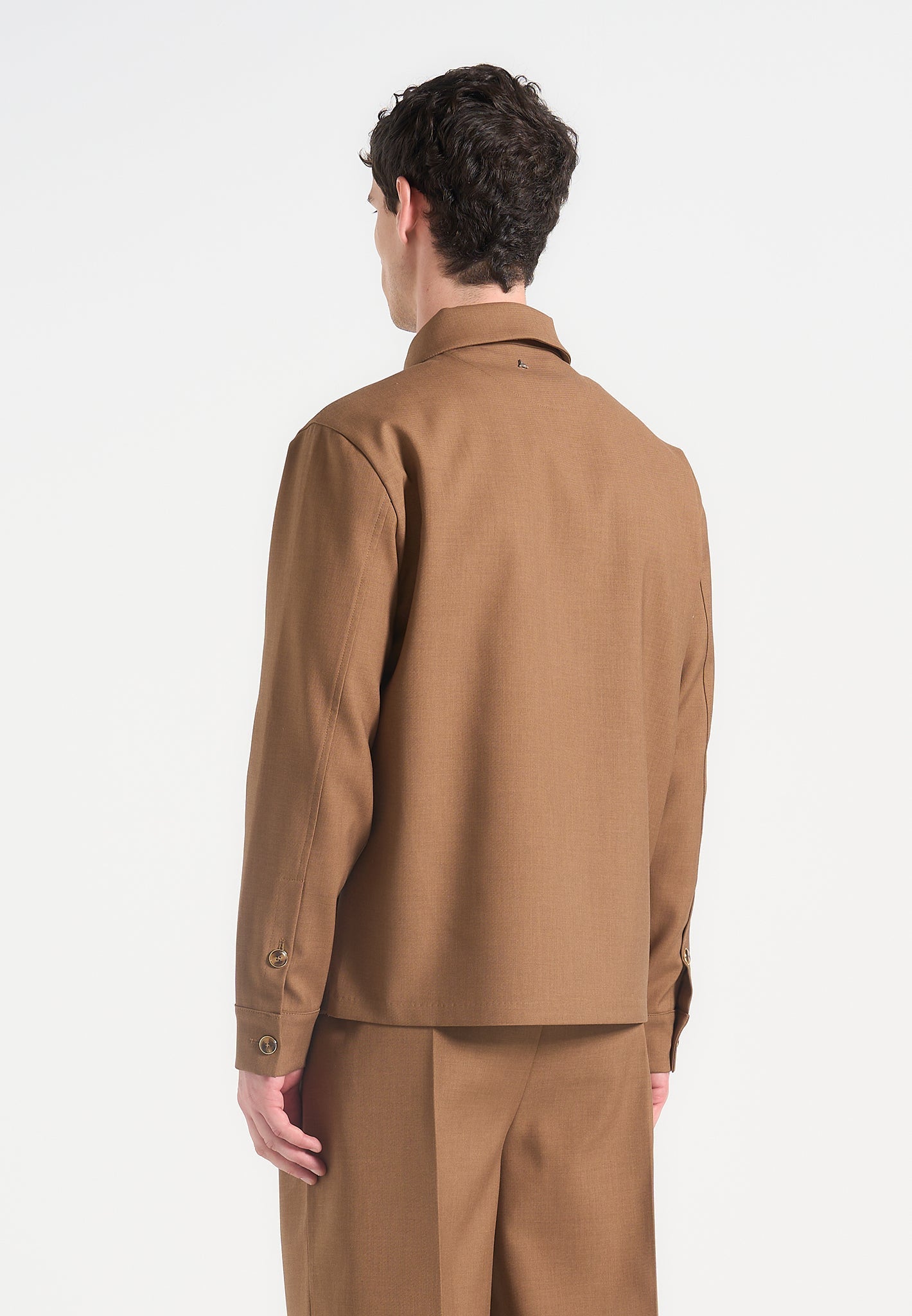 Valentin - Hatched Tailored Overshirt - Fawn