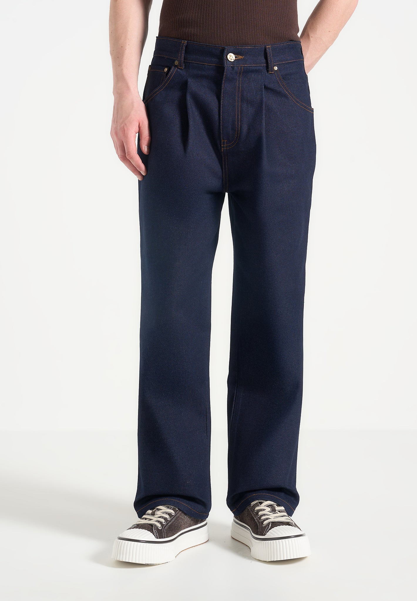 Arnault - Pleated Denim Jeans - Indigo