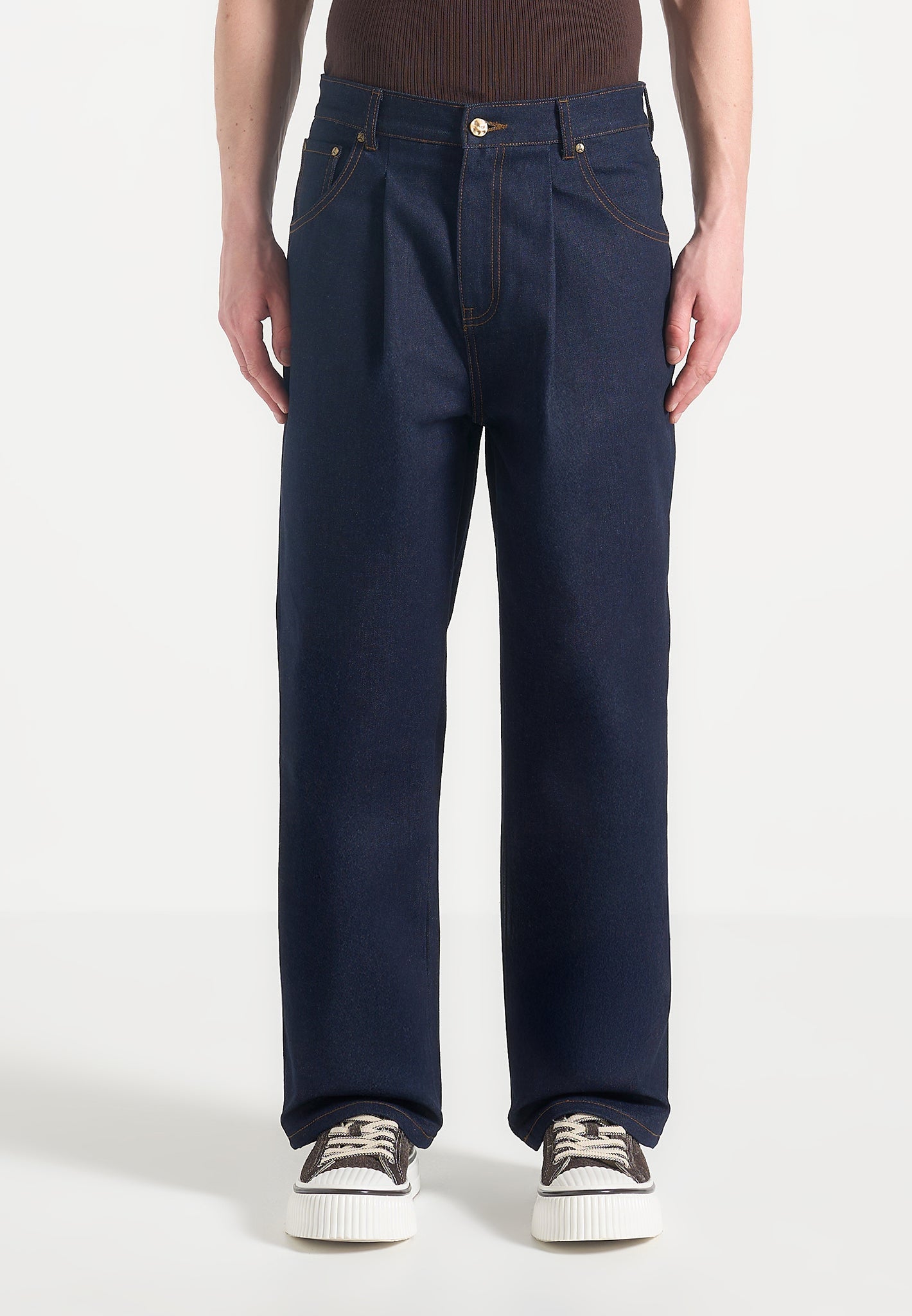 Arnault - Pleated Denim Jeans - Indigo 