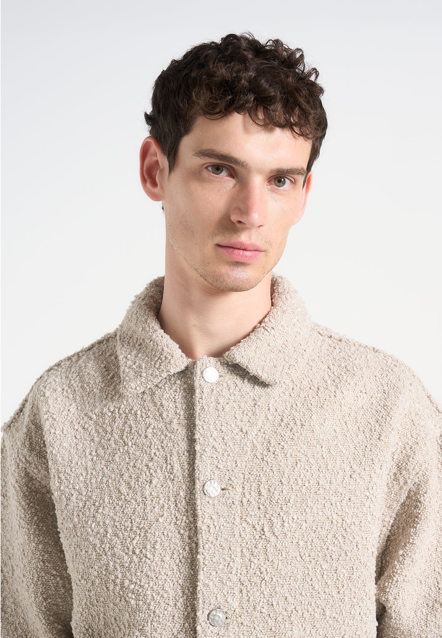 Damien - Boucle Jacket with Back Pleat - Beige