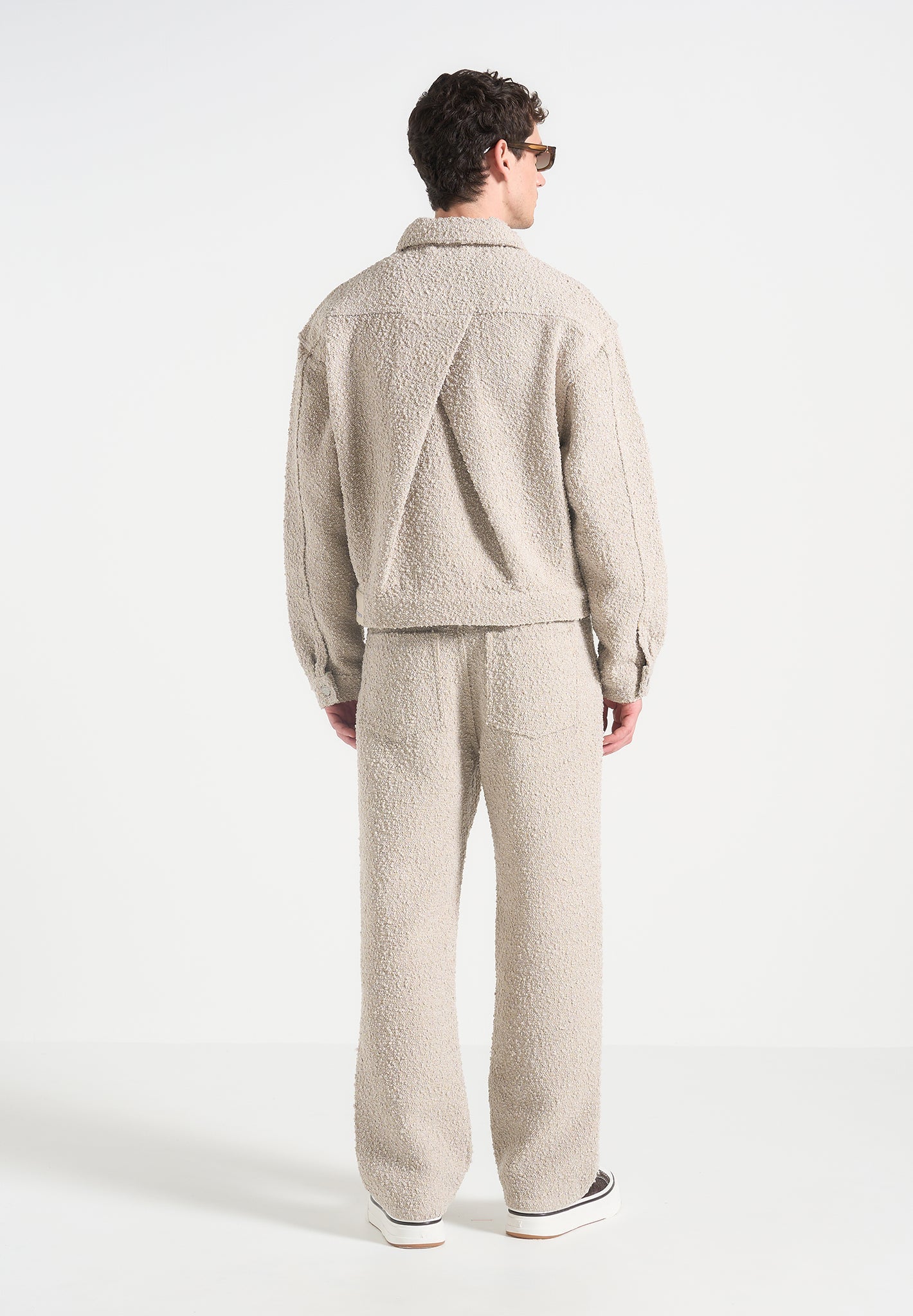 Damien - Boucle Jacket with Back Pleat - Beige