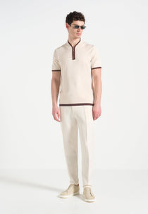 Clement - Crew Neck Zip Polo Shirt - Cream