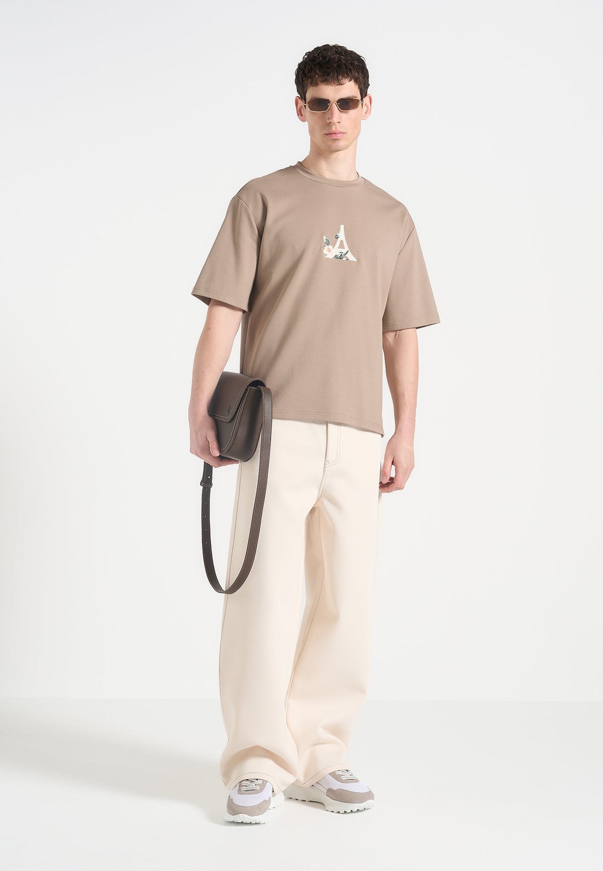 Thierry - Floral Eiffel Cotton T-Shirt - Taupe