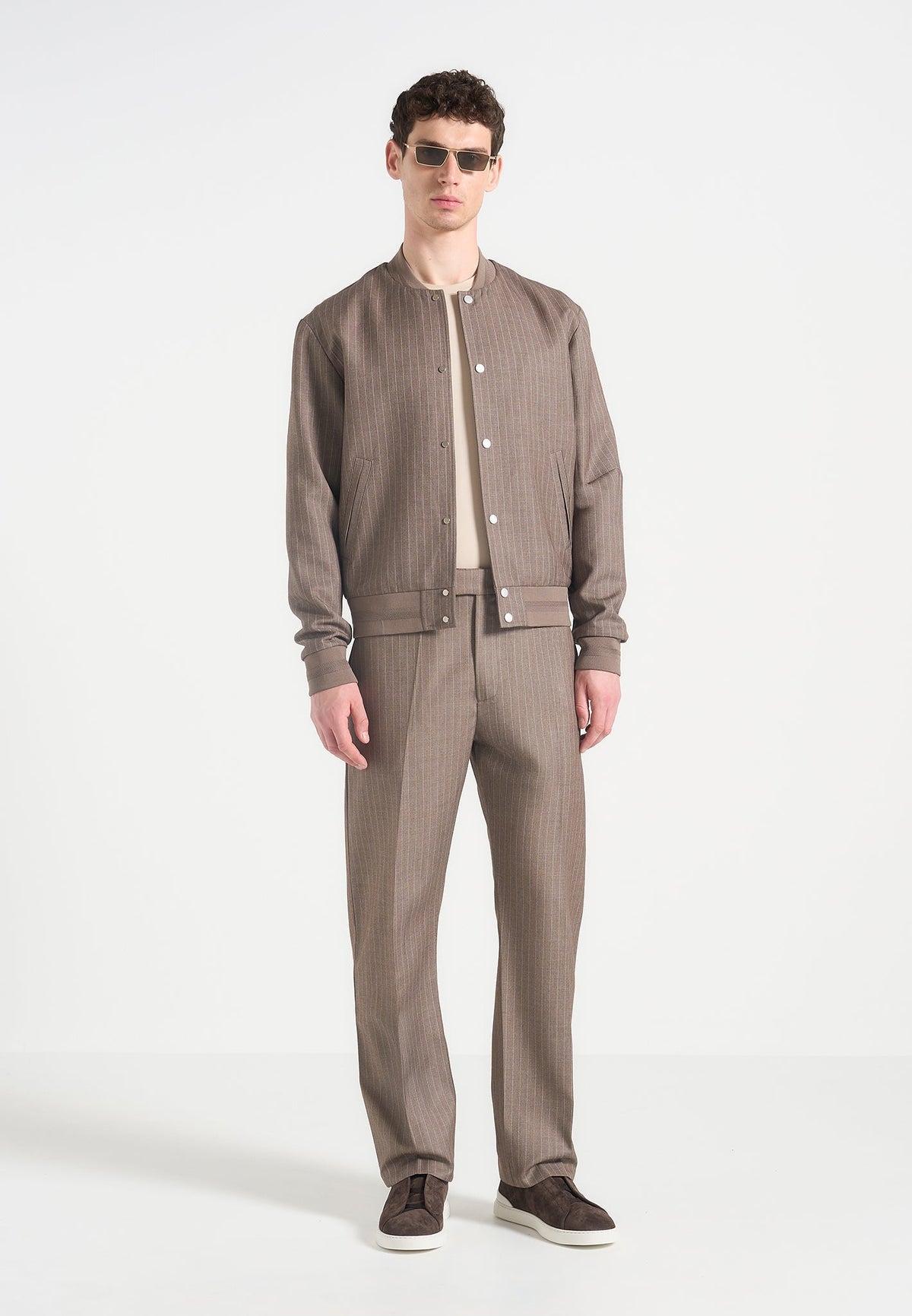 Joseph - Regular Fit Pinstripe Tailored Pants - Taupe