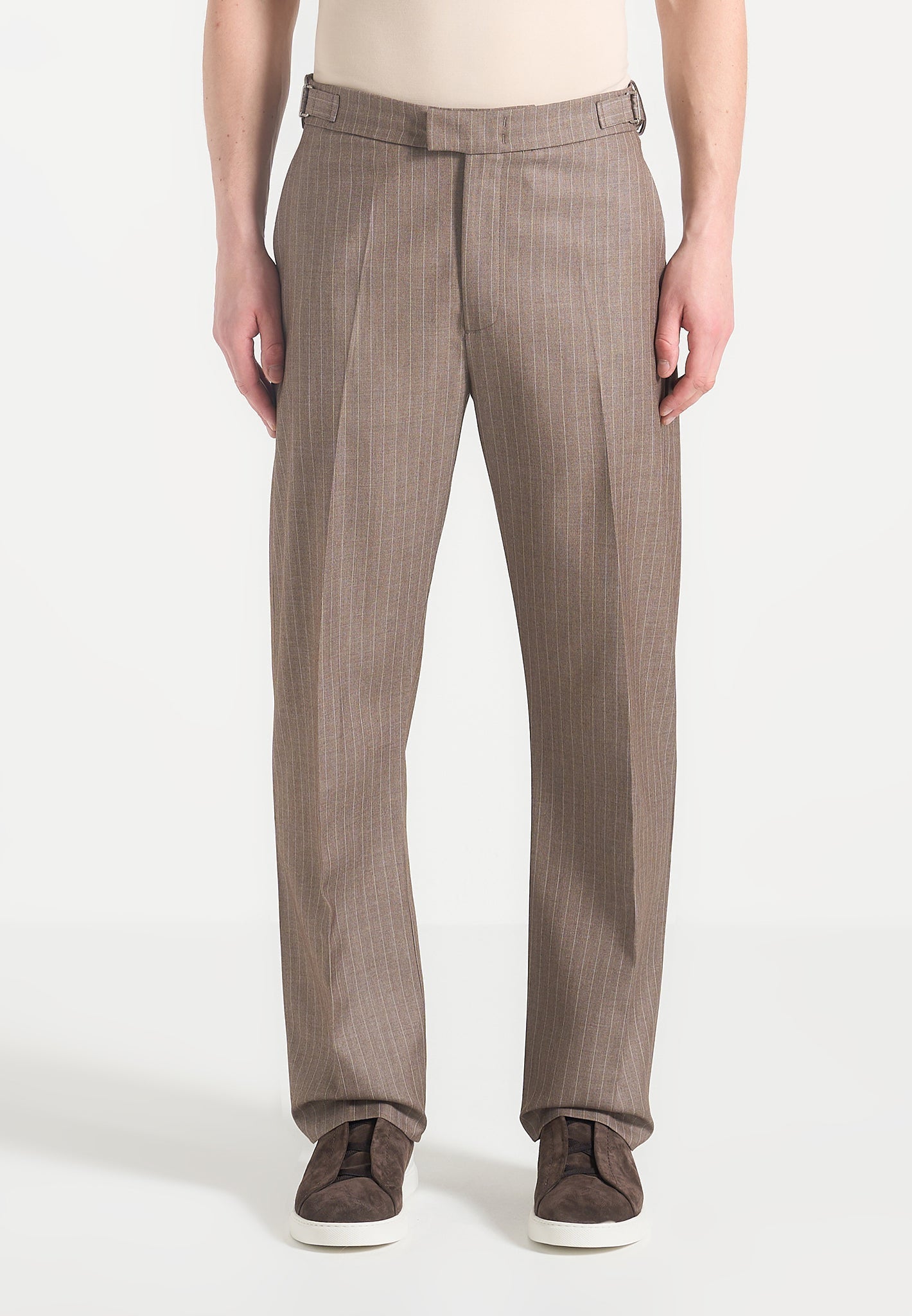 Joseph - Regular Fit Pinstripe Tailored Pants - Taupe