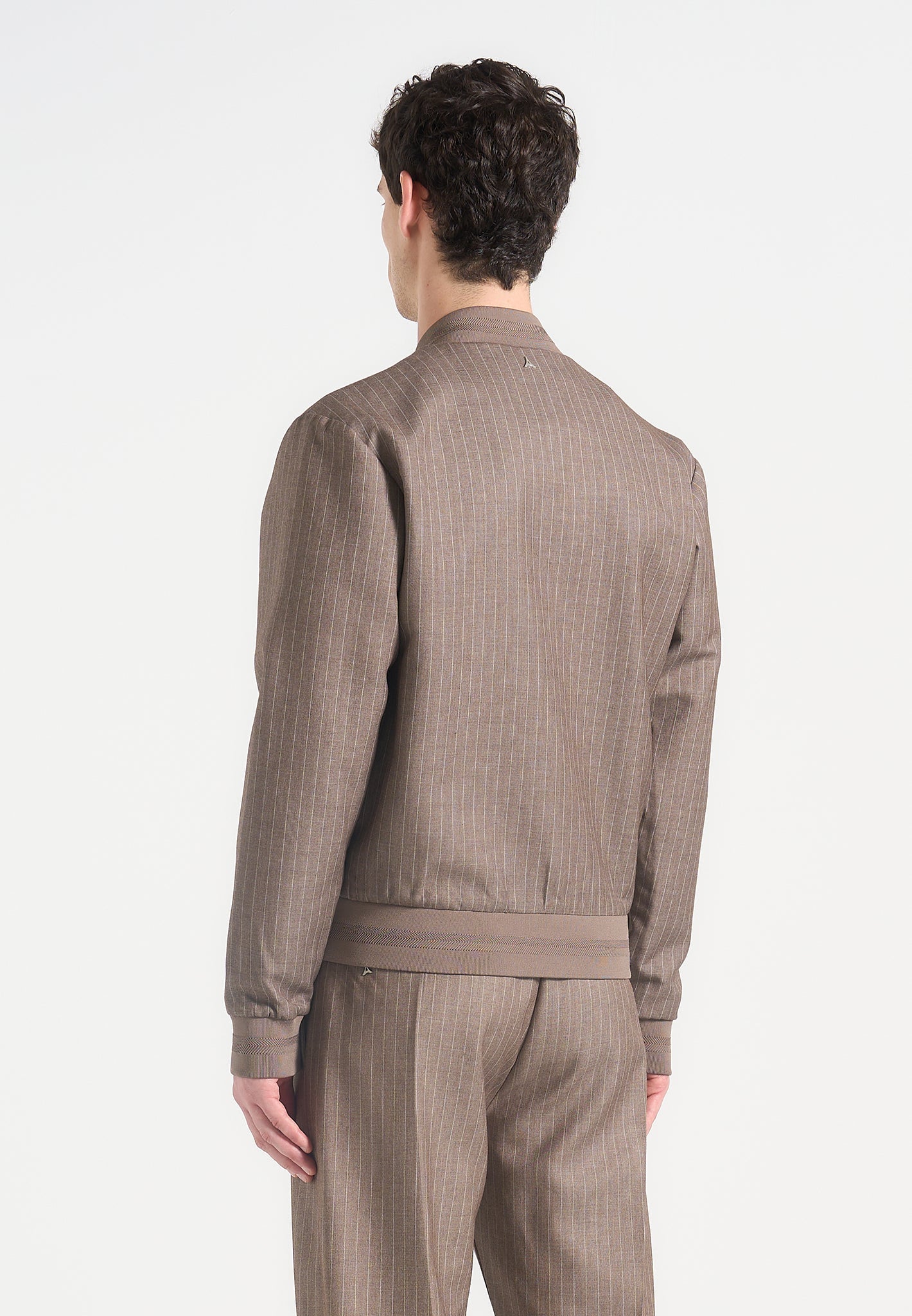 Savin - Pinstripe Bomber Jacket - Taupe