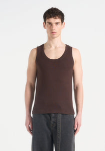 Justin - Ribbed Cotton Vest - Dark Brown