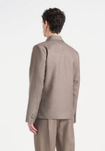 Didier - Double Breasted Pinstripe Suit Jacket - Taupe