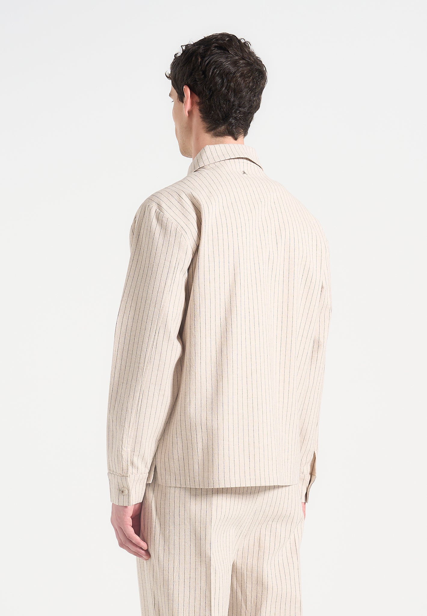 Leo - Pinstripe Overshirt - Beige
