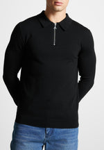 merino-wool-long-sleeve-polo-top-with-zip-black