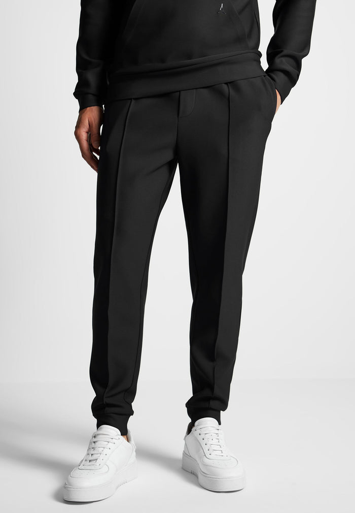 eternel-neoprene-tapered-fit-pintuck-joggers-black