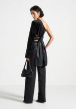 coralie-one-sleeve-velour-wrap-top-black