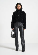 Maeva - Velvet Cropped Puffer Jacket - Black