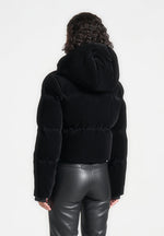 Maeva - Velvet Cropped Puffer Jacket - Black