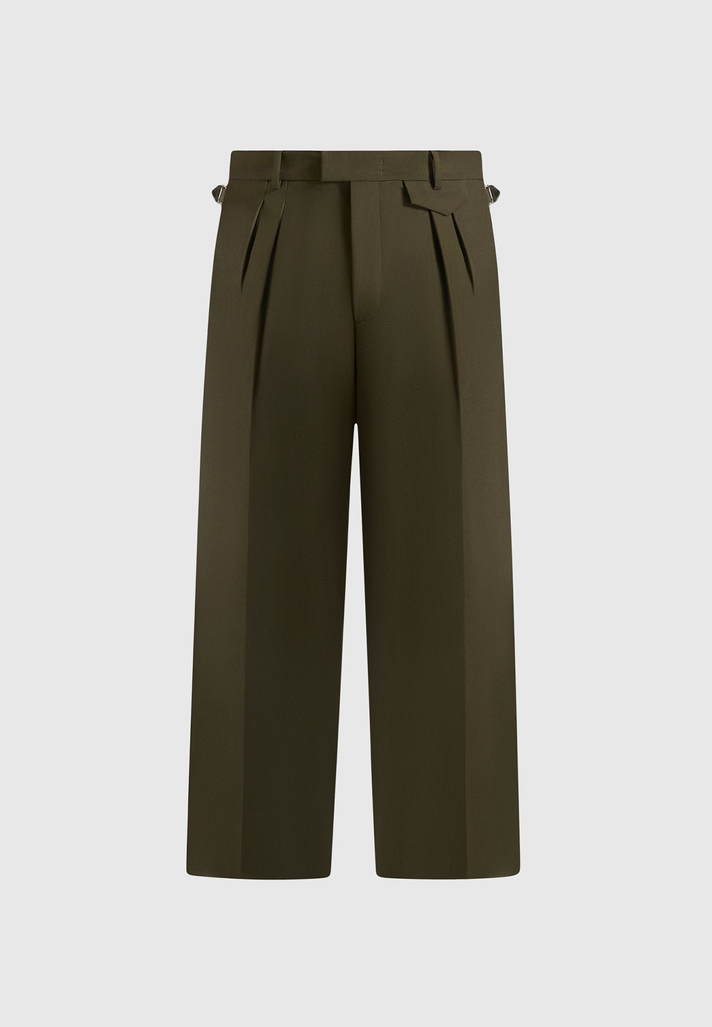 Pierre - Twin Pleat Tailored Pants - Olive