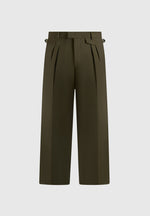Pierre - Twin Pleat Tailored Pants - Olive