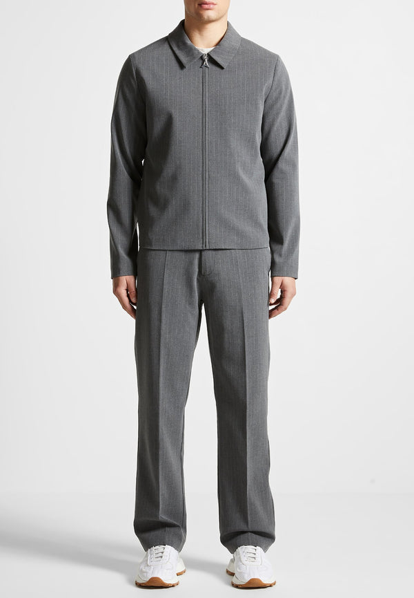 Pinstripe Tailored Jacket - Grey