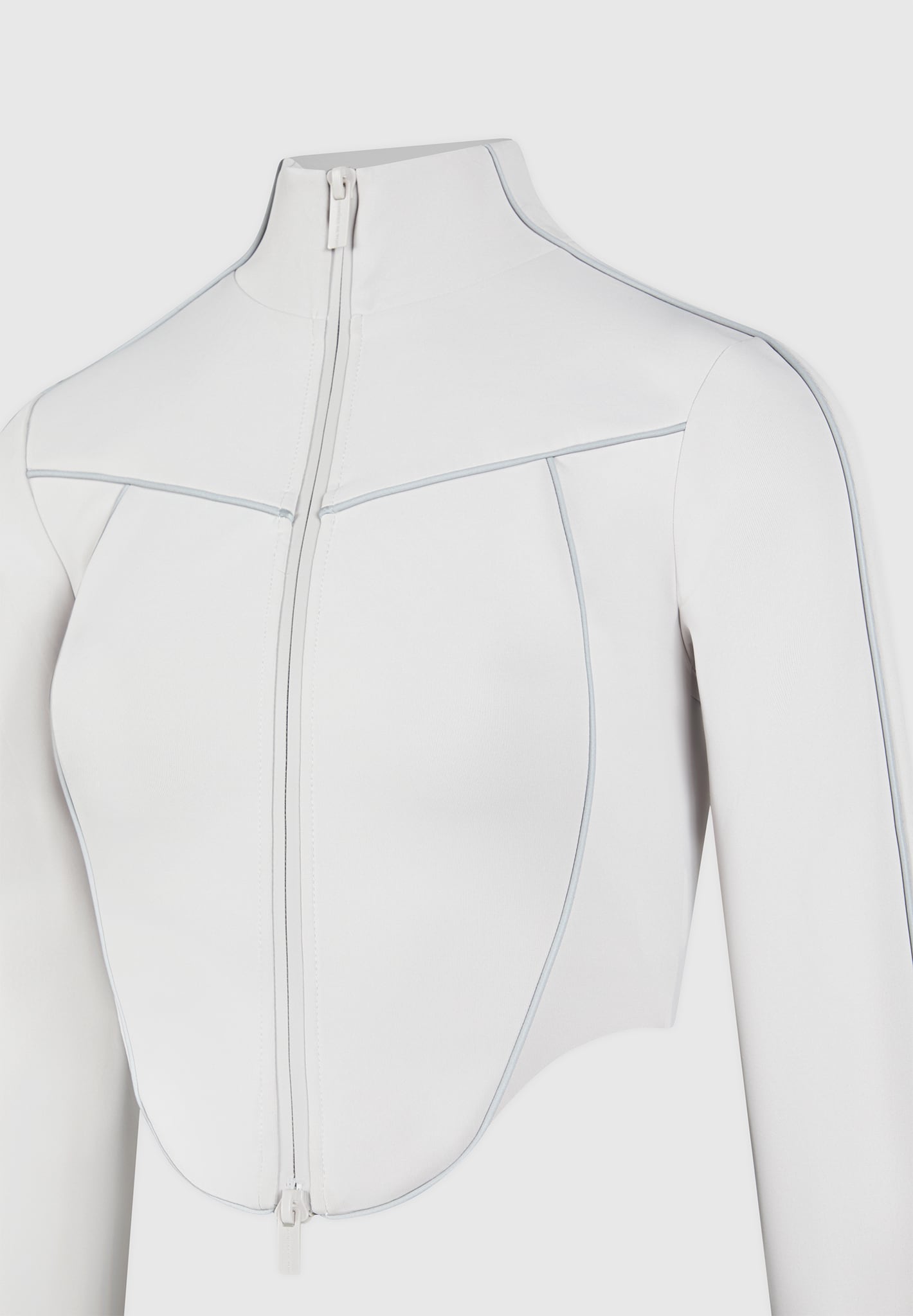 reflective-piped-long-sleeve-corset-jacket-grey