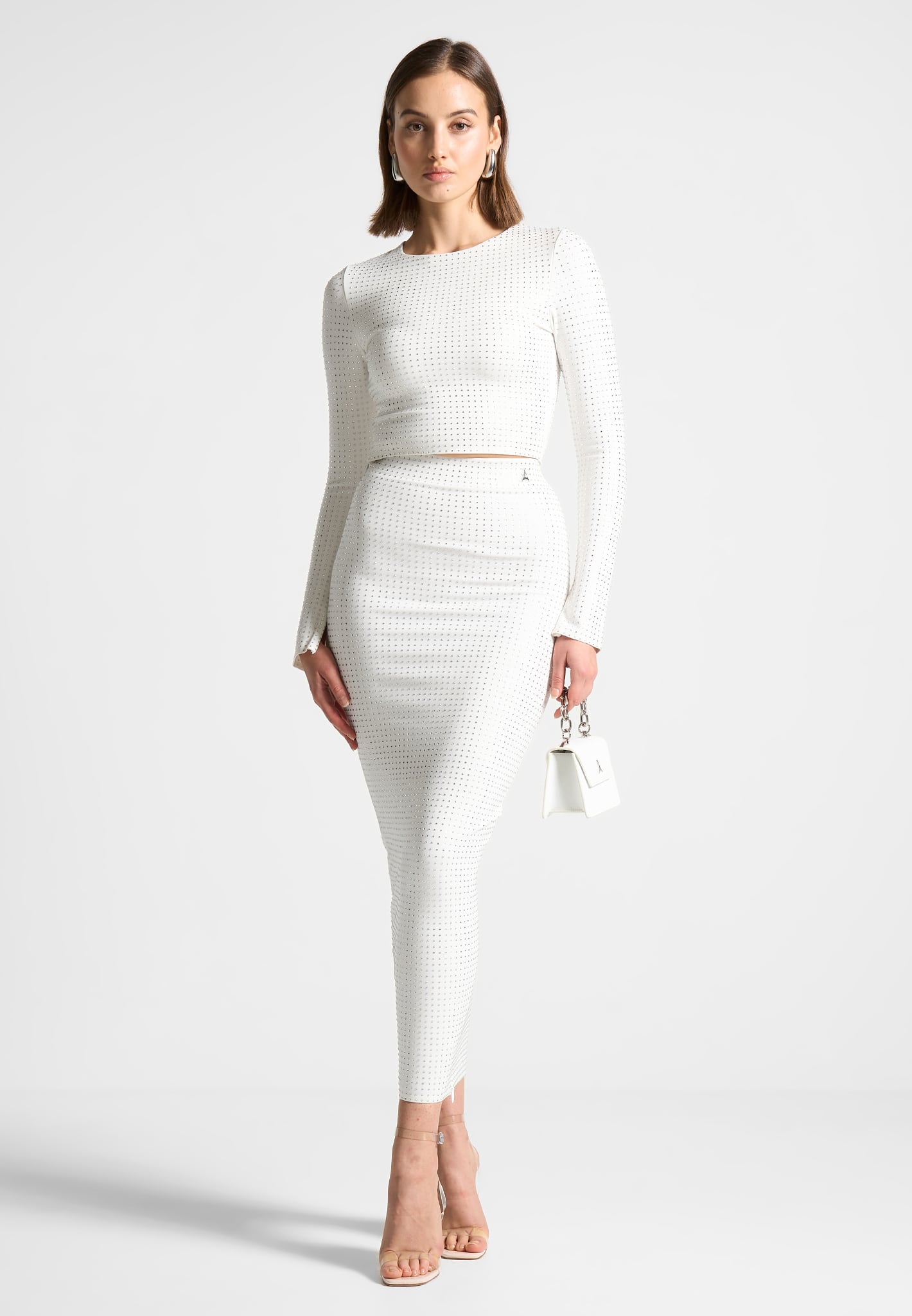 Éternelle Sheer Long Sleeve Bodysuit - White