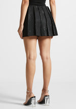 rhinestone-pleated-mini-skort-black