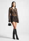 ruched-lace-asymmetric-mini-skirt-black