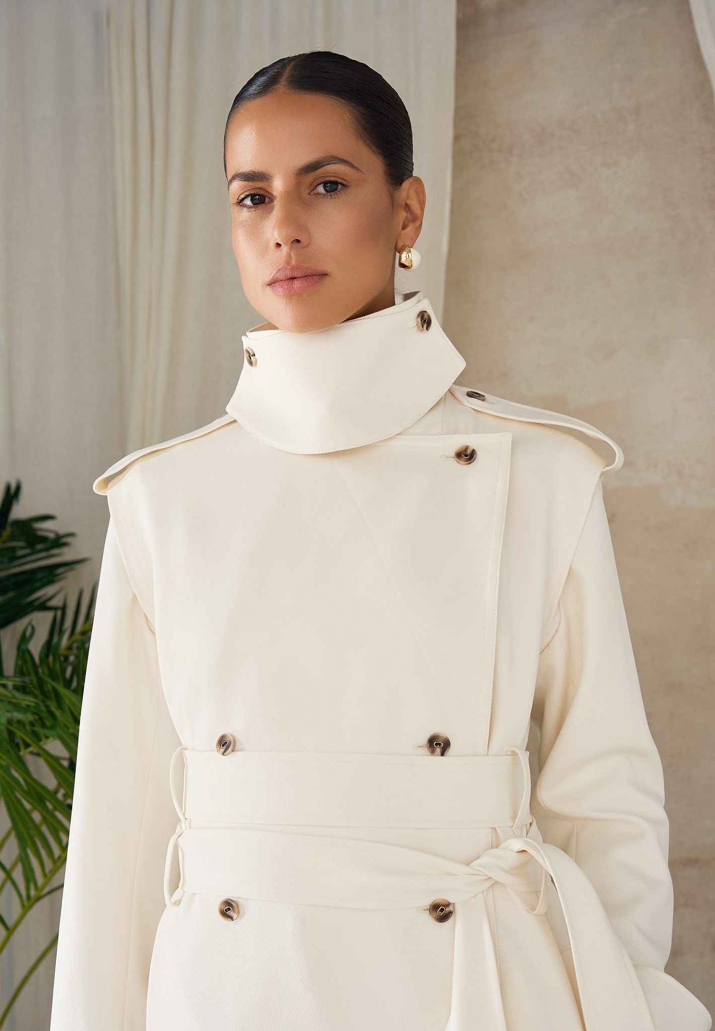 Esther - Trench Coat With Double Belt - White