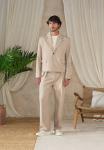 Pierre - Twin Pleat Tailored Pants - Beige