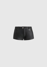 Samia - Leather Mini Shorts - Black