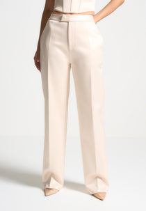 Bella - Satin Tailored Trousers - Champagne