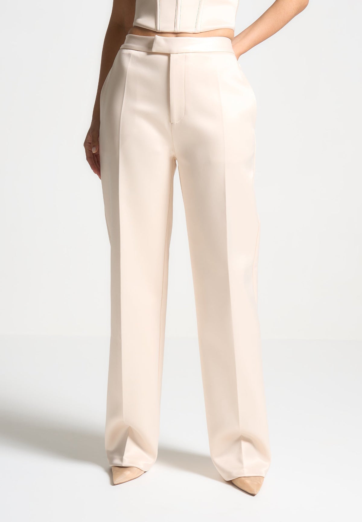 Bella - Satin Tailored Pants - Champagne