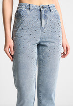 scattered-rhinestone-mini-flare-jeans-mid-blue